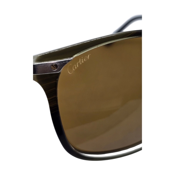 AUTHENTIC CARTIER  DARK GREEN Brown Sunglasses - Picture 3 of 9